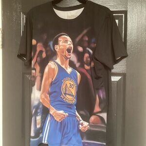 Stephen Curry Graphic Tank Top - Black with Blue & Yellow, pit to pit 20”. 238